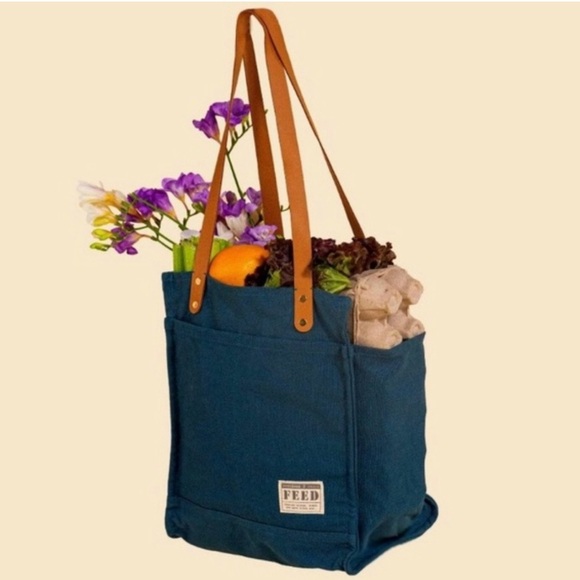 NWOT FEED Project canvas market tote, Sea Blue Color - Picture 2 of 5